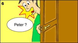 6. The door bell rang. When John opened the door, he found the visitor was Peter.